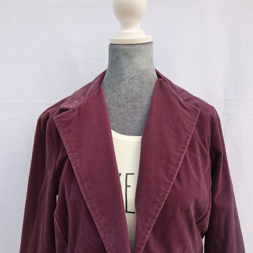 VTG Christel Velvet Blazer Women’s Sz 12 Burgundy Notch Lapel Single Breasted - Picture 9 of 13